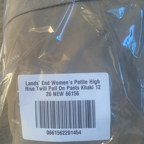 NWT LANDS' END WOMEN'S PETITE HIGH RISE TWILL PULL ON PANTS KHAKI 12PX26 - Picture 6 of 7
